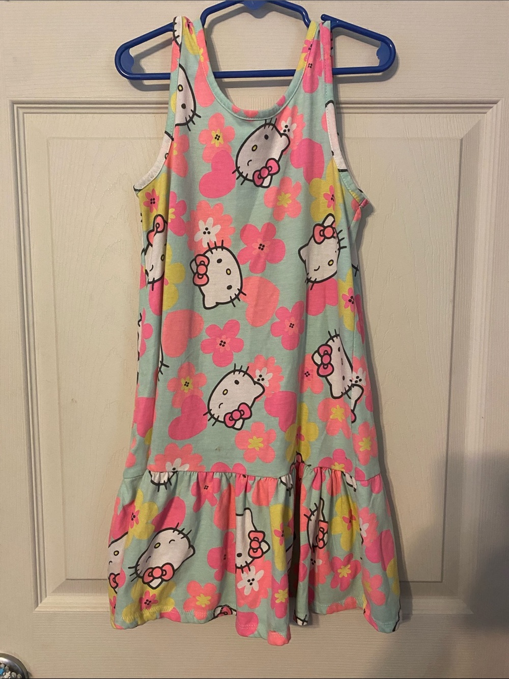 Hello Kitty Pink & Aqua Floral Kids Dress